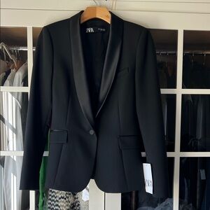 Zara tuxedo blazer, satin lapels, size small